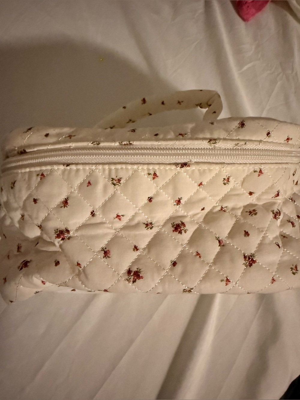 wild fable Quilted Cream Cosmetic Case with Tiny Floral Print